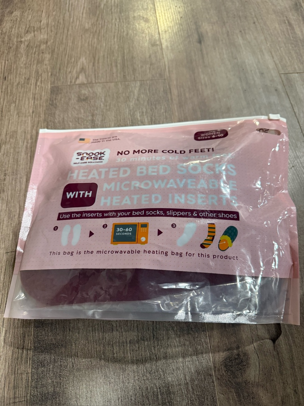 Pink Heated Bed Socks with Microwaveable Inserts